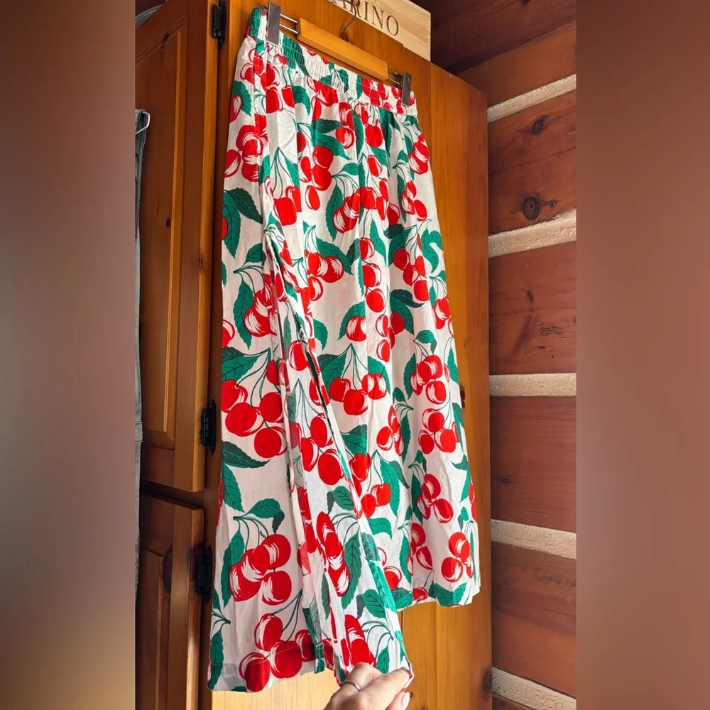 Benetton Cherry Print Set Crop Top & Midi Skirt – Size S - Picture 9 of 15
